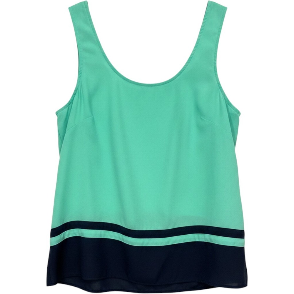 Banana Republic Womens Tank Top XS Petite Green Navy Colorblock Sleeveless